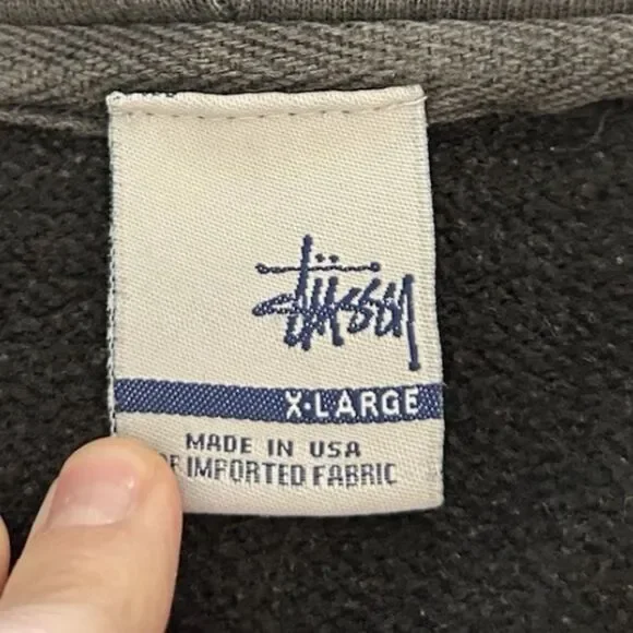 Stussy Arch Logo Hoodie Men Made In USA VintageSweatshirt Thrashed